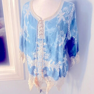Anthropologie Dor Dor Couture Bohemian embroidered blouse Sz M Western Cowboy